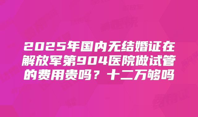 2025年国内无结婚证在解放军第904医院做试管的费用贵吗？十二万够吗
