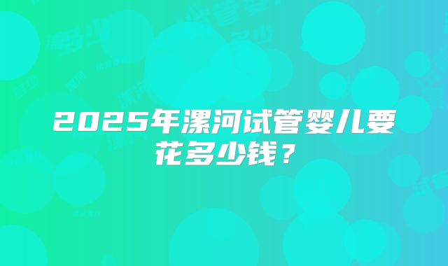 2025年漯河试管婴儿要花多少钱?
