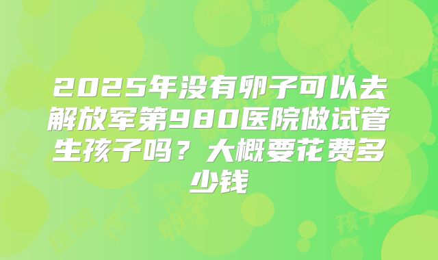 2025年没有卵子可以去解放军第980医院做试管生孩子吗？大概要花费多少钱