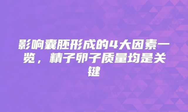 影响囊胚形成的4大因素一览,精子卵子质量均是关键