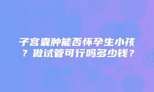 子宫囊肿能否怀孕生小孩?做试管可行吗多少钱?