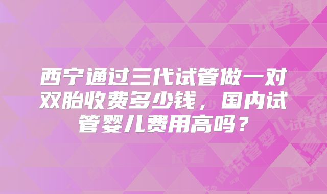 西宁通过三代试管做一对双胎收费多少钱，国内试管婴儿费用高吗？