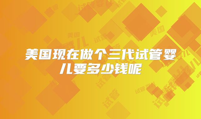 美国现在做个三代试管婴儿要多少钱呢