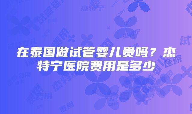 在泰国做试管婴儿贵吗？杰特宁医院费用是多少