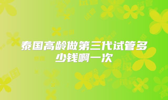 泰国高龄做第三代试管多少钱啊一次