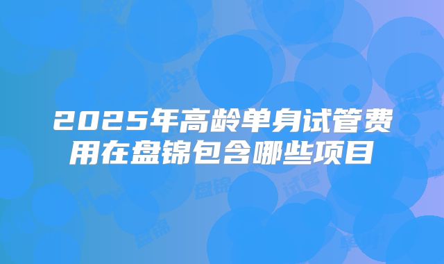 2025年高龄单身试管费用在盘锦包含哪些项目