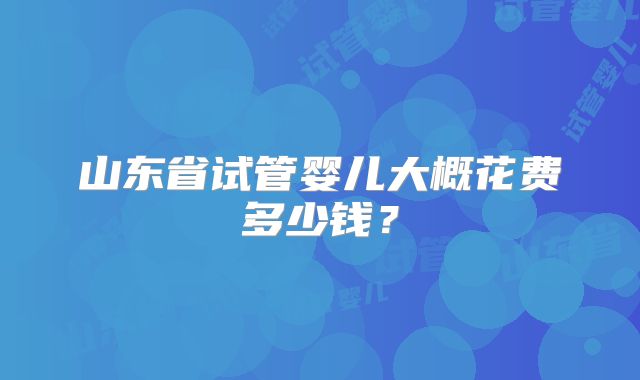 山东省试管婴儿大概花费多少钱？