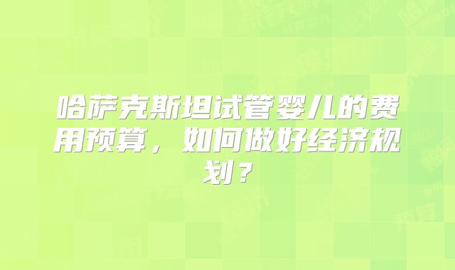 哈萨克斯坦试管婴儿的费用预算,如何做好经济规划?