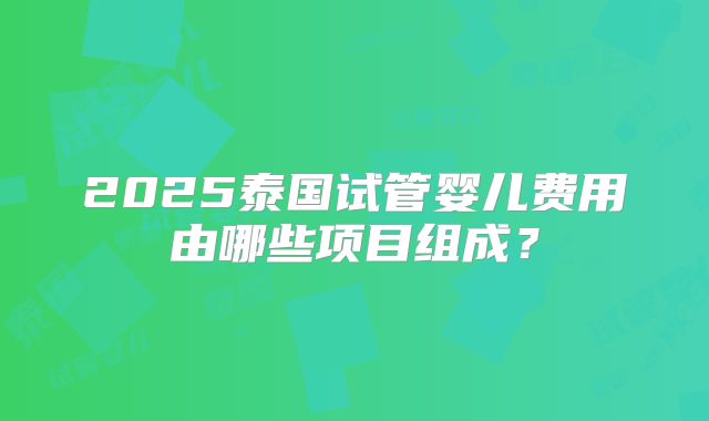 2025泰国试管婴儿费用由哪些项目组成？