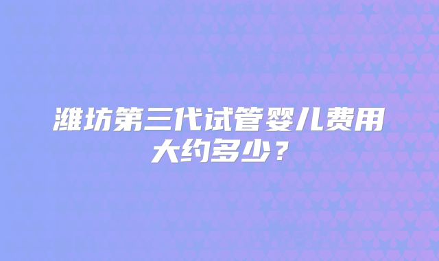 潍坊第三代试管婴儿费用大约多少？