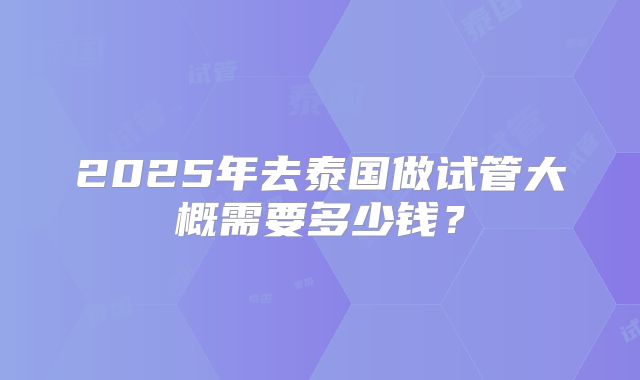 2025年去泰国做试管大概需要多少钱？