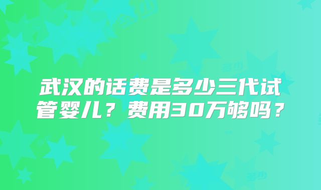 武汉的话费是多少三代试管婴儿？费用30万够吗？