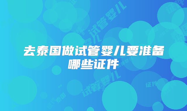 去泰国做试管婴儿要准备哪些证件