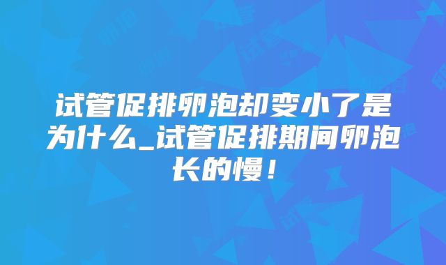 试管促排卵泡却变小了是为什么_试管促排期间卵泡长的慢！