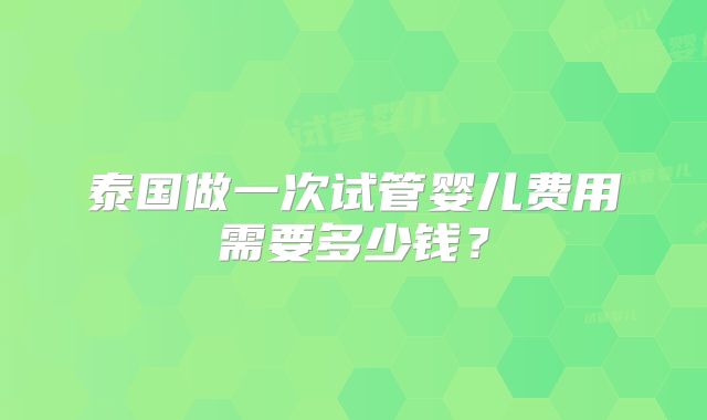 泰国做一次试管婴儿费用需要多少钱?