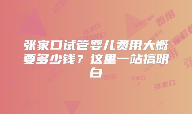 张家口试管婴儿费用大概要多少钱？这里一站搞明白