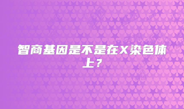 智商基因是不是在X染色体上？
