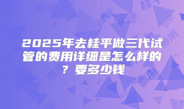 2025年去桂平做三代试管的费用详细是怎么样的？要多少钱