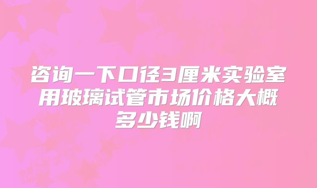 咨询一下口径3厘米实验室用玻璃试管市场价格大概多少钱啊