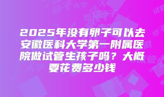 2025年没有卵子可以去安徽医科大学第一附属医院做试管生孩子吗?大概要花费多少钱