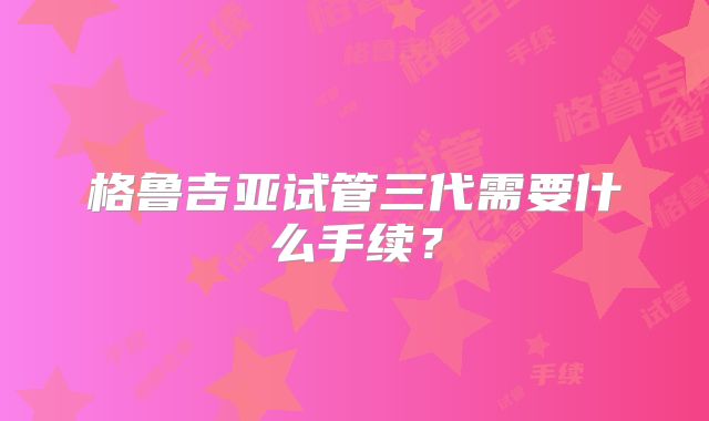 格鲁吉亚试管三代需要什么手续？