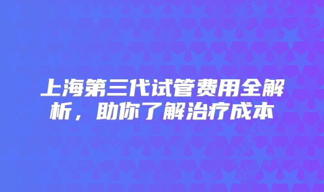 上海第三代试管费用全解析，助你了解治疗成本