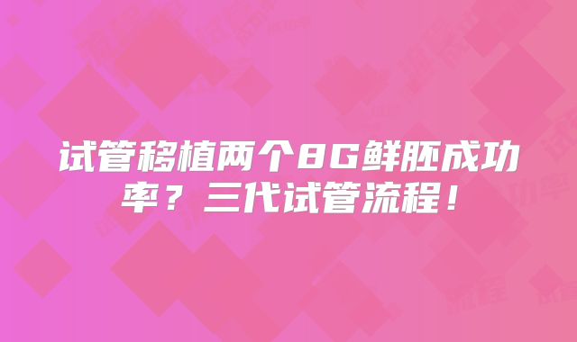 试管移植两个8G鲜胚成功率?三代试管流程!
