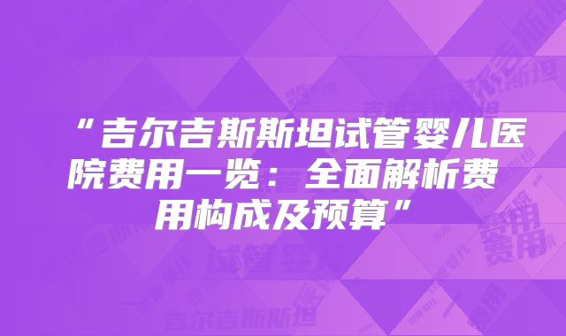 “吉尔吉斯斯坦试管婴儿医院费用一览:全面解析费用构成及预算”