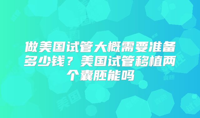 做美国试管大概需要准备多少钱？美国试管移植两个囊胚能吗