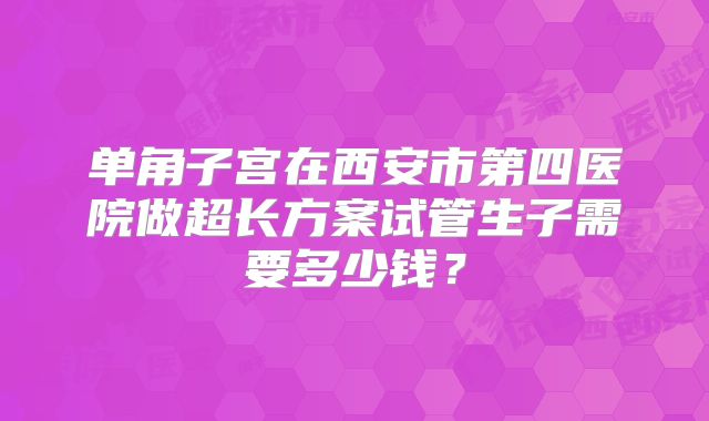 单角子宫在西安市第四医院做超长方案试管生子需要多少钱？
