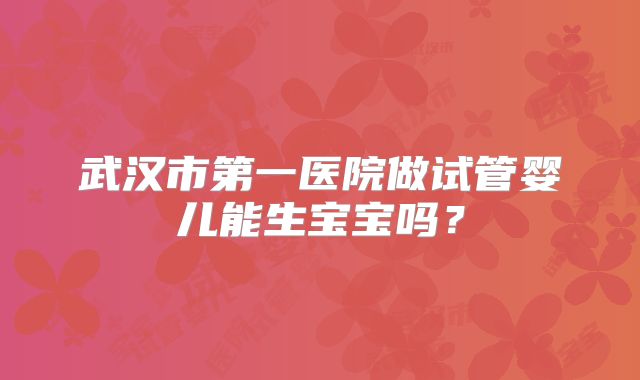 武汉市第一医院做试管婴儿能生宝宝吗？