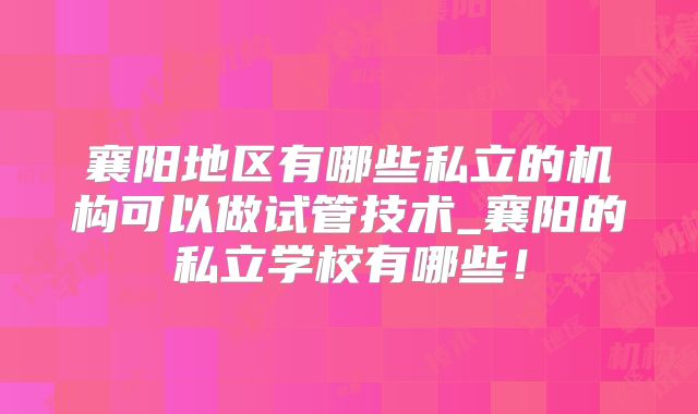 襄阳地区有哪些私立的机构可以做试管技术_襄阳的私立学校有哪些！
