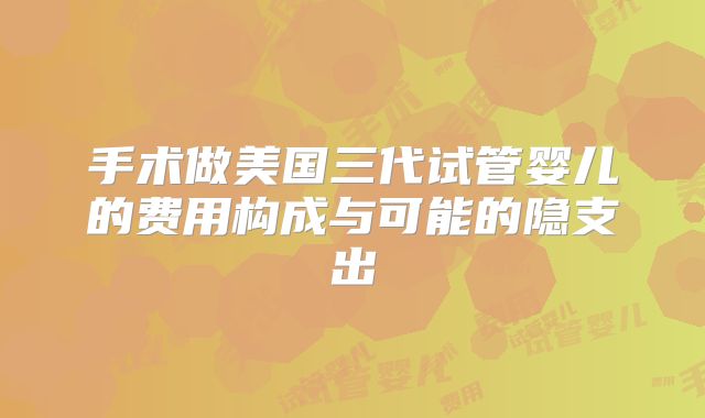 手术做美国三代试管婴儿的费用构成与可能的隐支出