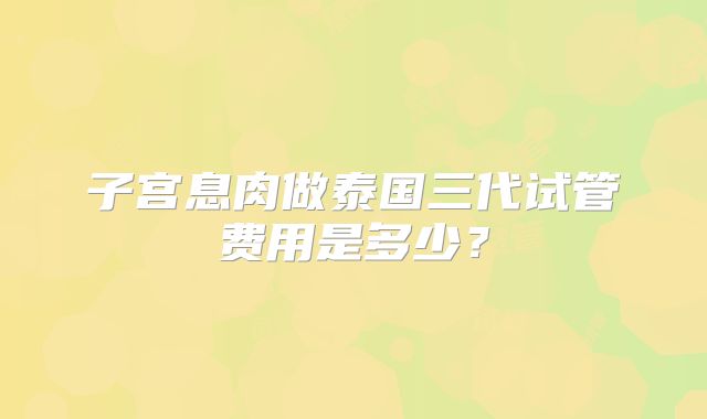 子宫息肉做泰国三代试管费用是多少?