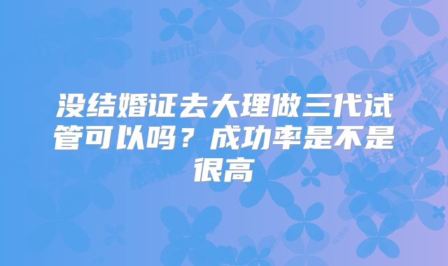 没结婚证去大理做三代试管可以吗?成功率是不是很高