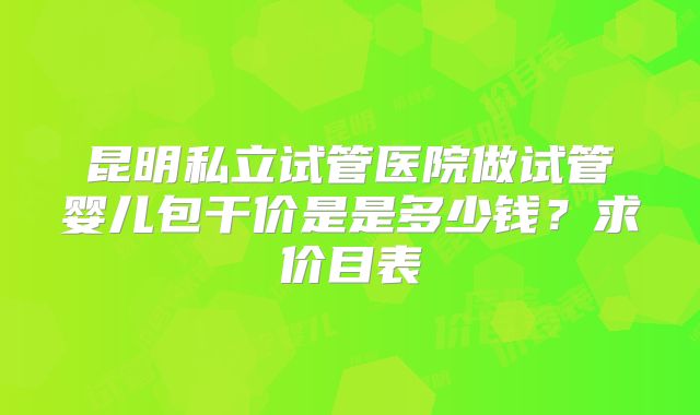 昆明私立试管医院做试管婴儿包干价是是多少钱?求价目表