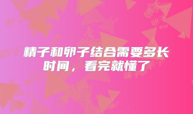 精子和卵子结合需要多长时间,看完就懂了