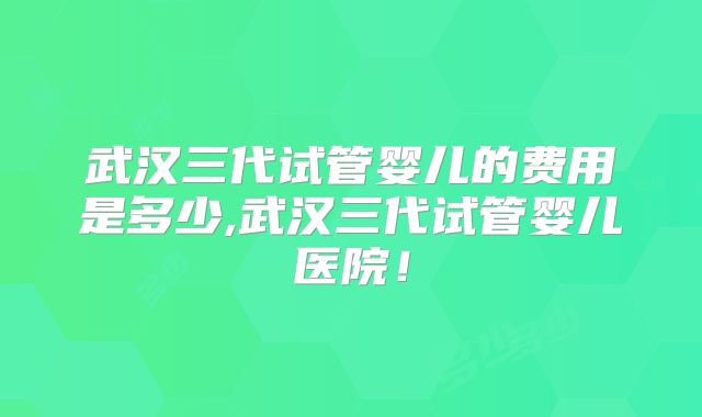 武汉三代试管婴儿的费用是多少,武汉三代试管婴儿医院！