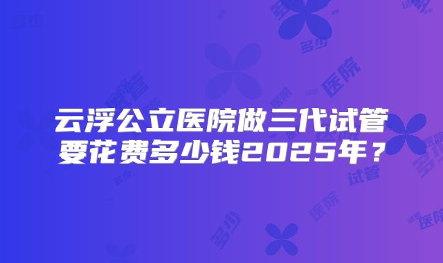 云浮公立医院做三代试管要花费多少钱2025年？