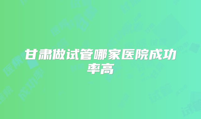 甘肃做试管哪家医院成功率高