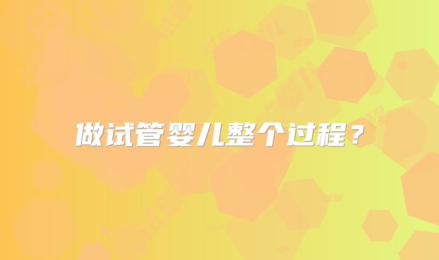 做试管婴儿整个过程？