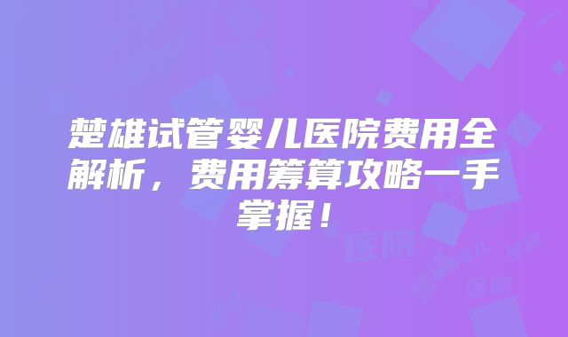 楚雄试管婴儿医院费用全解析，费用筹算攻略一手掌握！