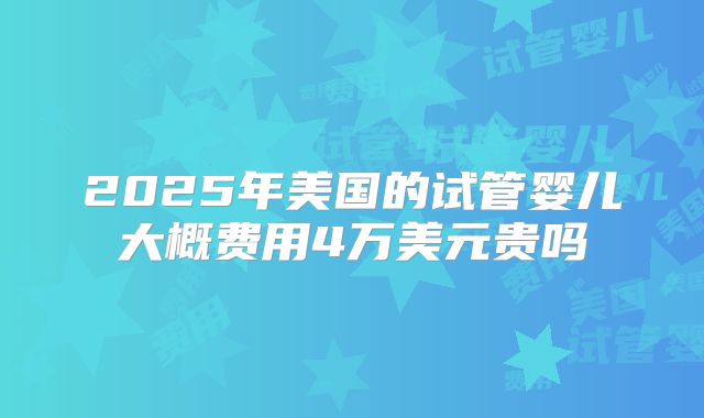 2025年美国的试管婴儿大概费用4万美元贵吗