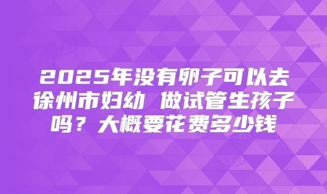 2025年没有卵子可以去徐州市妇幼 做试管生孩子吗?大概要花费多少钱