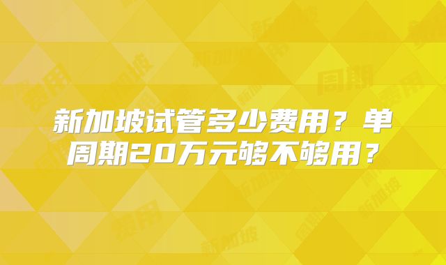新加坡试管多少费用?单周期20万元够不够用?