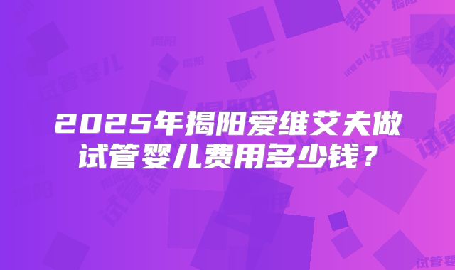 2025年揭阳爱维艾夫做试管婴儿费用多少钱？