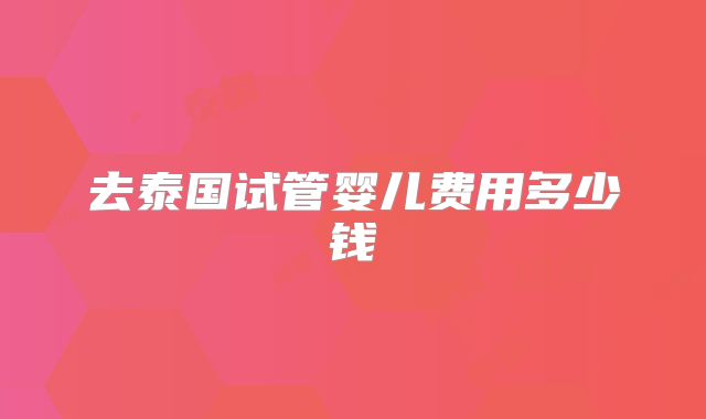 去泰国试管婴儿费用多少钱