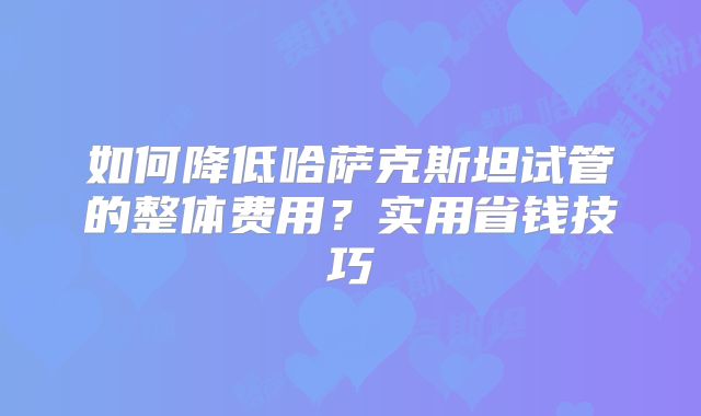 如何降低哈萨克斯坦试管的整体费用？实用省钱技巧