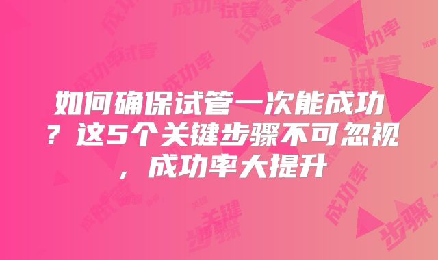 如何确保试管一次能成功？这5个关键步骤不可忽视，成功率大提升