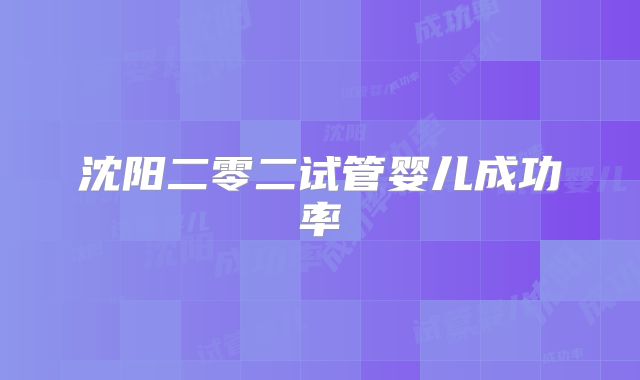 沈阳二零二试管婴儿成功率
